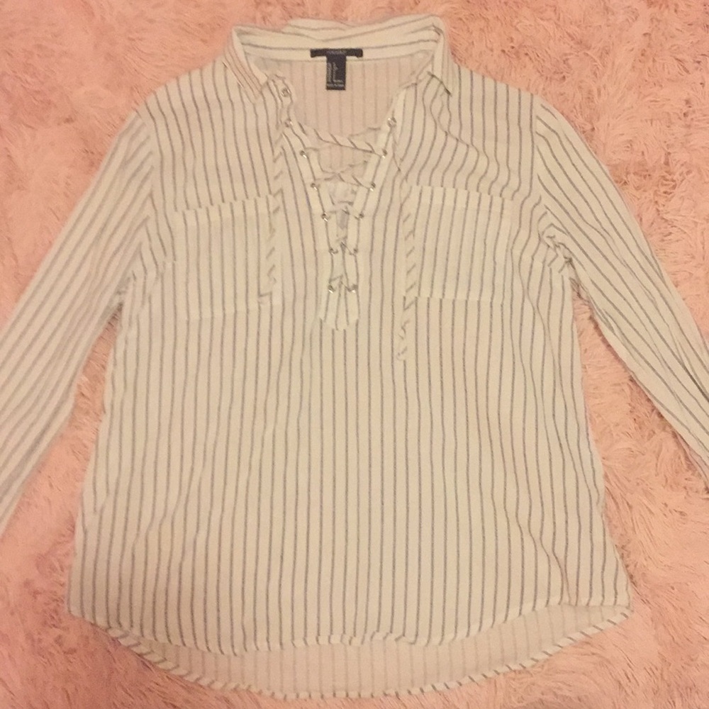 Stripy lace up shirt